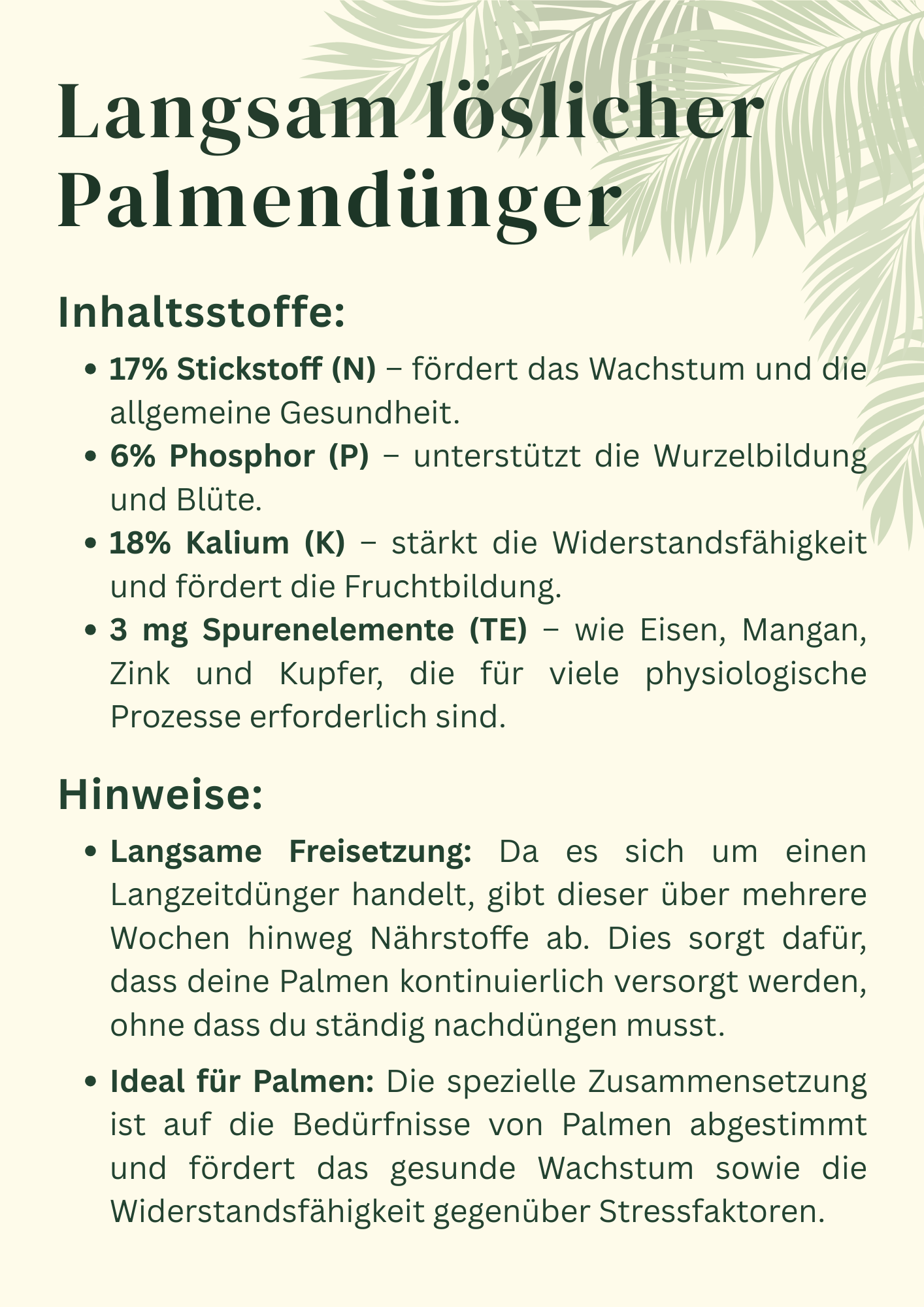Dünger - Langsam löslicher Palmendünger