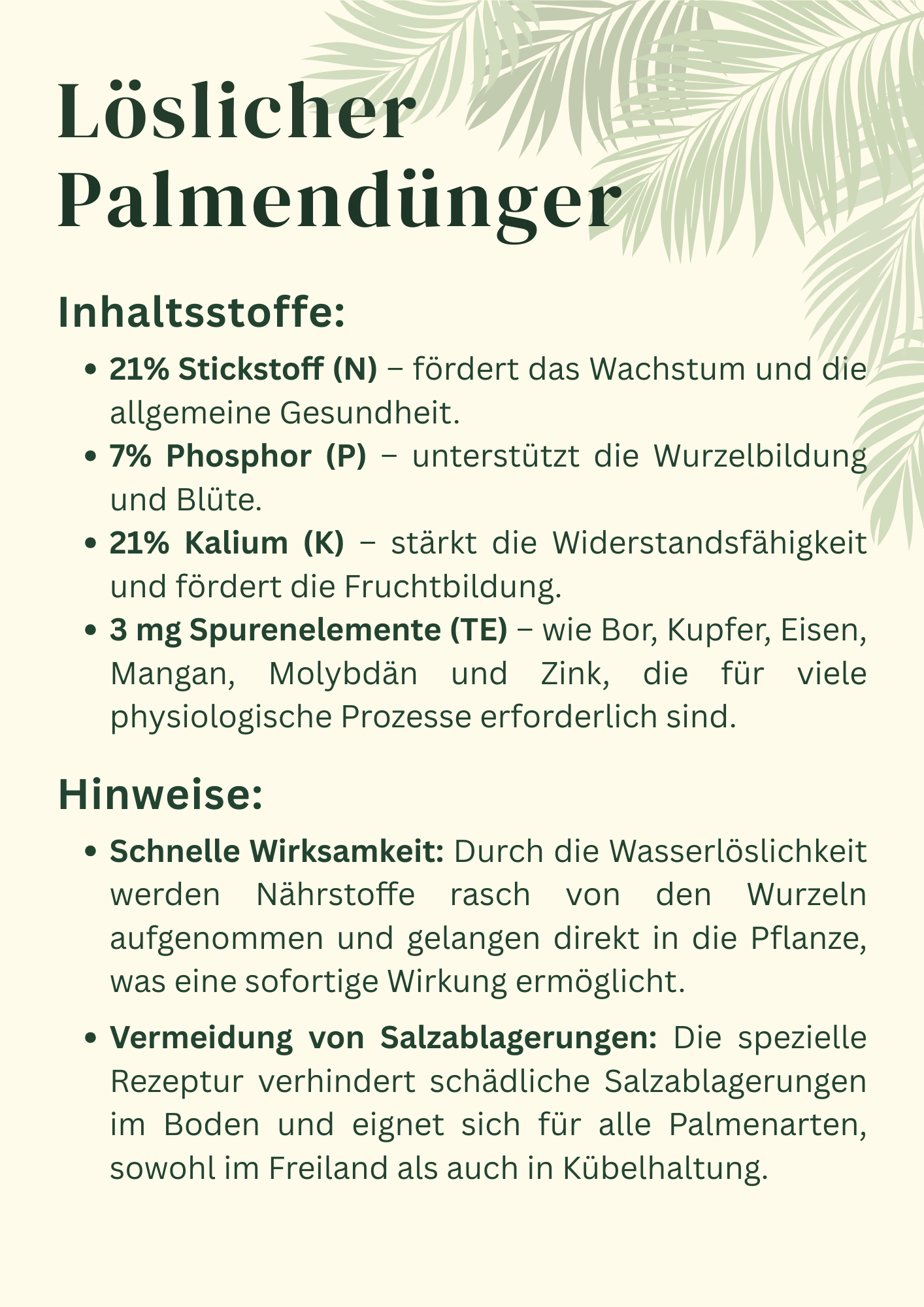 Dünger - Löslicher Palmendünger